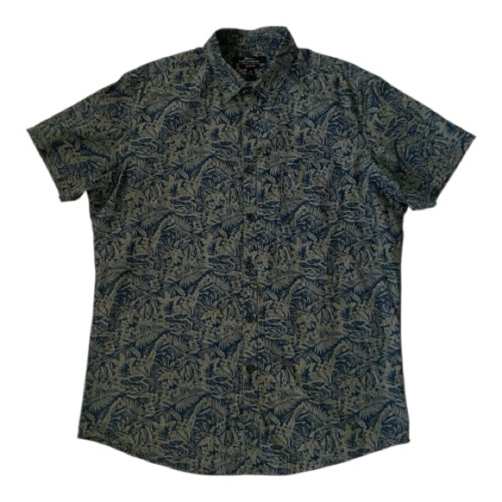 ♥️Marc Anthony♥️Blue Leaf floral Print Men's Hawaiian Shirt size (Med)